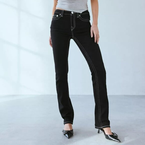 True Religion Billie Mid-Rise Big T Lurex Straight Jean 33 NWOT - Picture 3 of 5